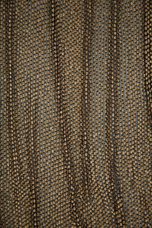 Matte Gold Sequins & Beads on Silk Chiffon Fabric
