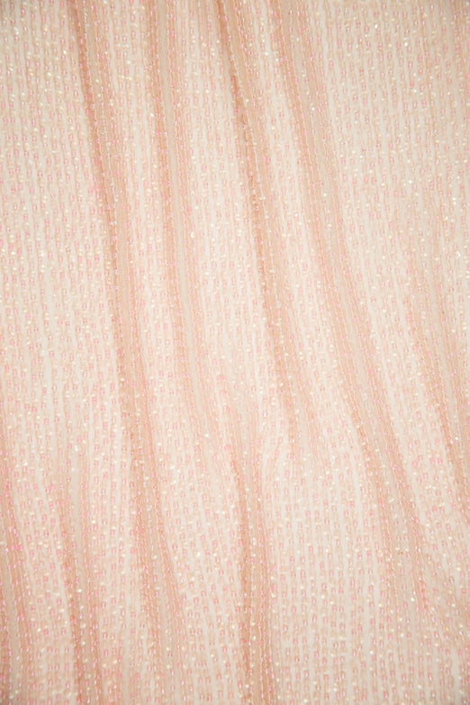 Peach Sequins & Beads on Silk Chiffon Fabric