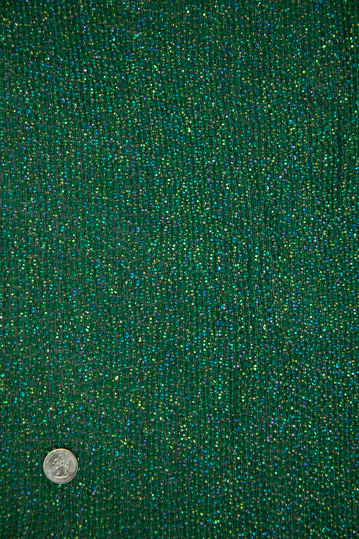Aqua Green Sequins & Beads on Silk Chiffon Fabric