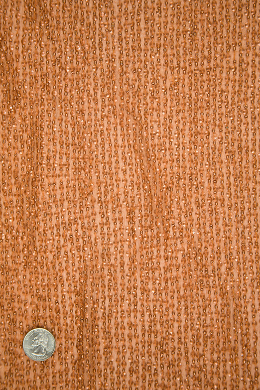 Light Copper Sequins & Beads on Silk Chiffon Fabric