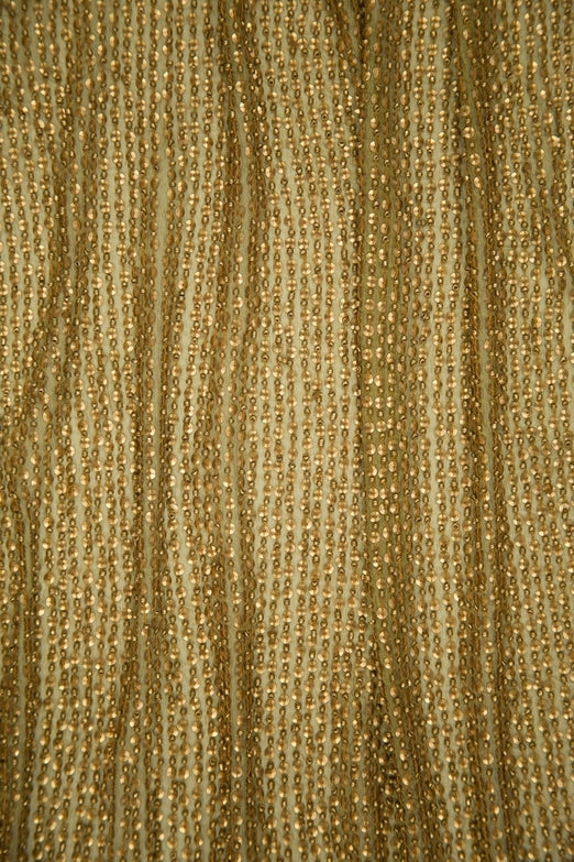 Ancient Gold Sequins & Beads on Silk Chiffon Fabric