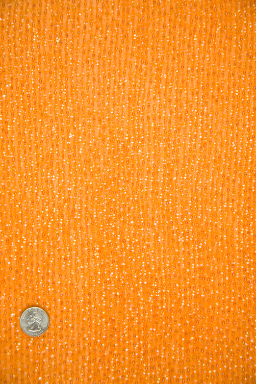 Orange Sequins & Beads on Silk Chiffon Fabric