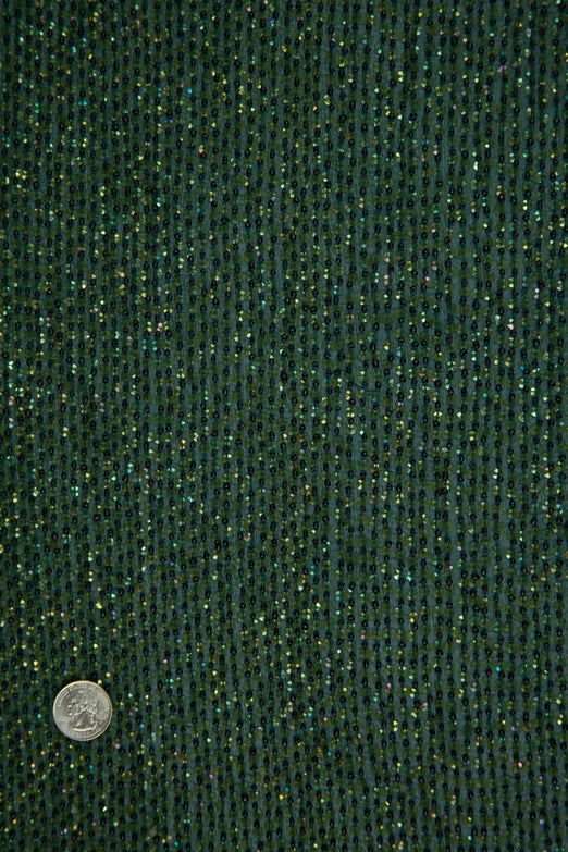 Yellow Green Sequins & Beads on Silk Chiffon Fabric