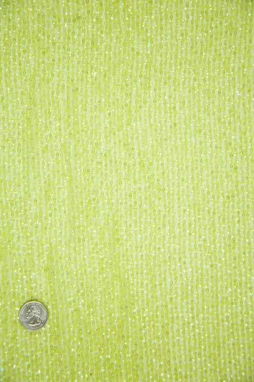 Sunny Lime Sequins & Beads on Silk Chiffon Fabric