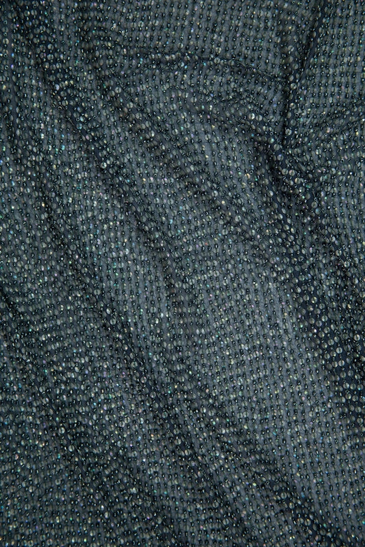 Anthracite Sequins & Beads on Silk Chiffon Fabric