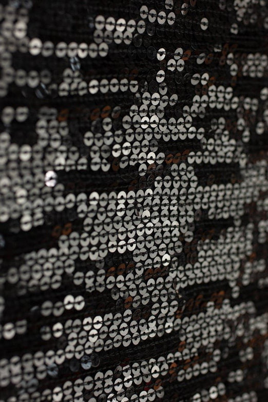 Jet Black Sequins & Beads on Silk Chiffon JEC-132-11 Fabric