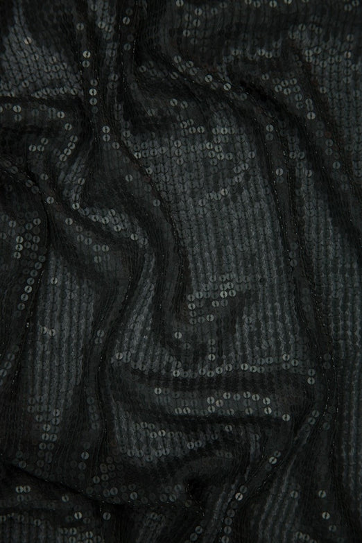 Black Sequins & Beads on Silk Chiffon JEC-132-14 Fabric