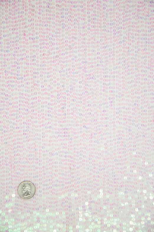 Shiny Pink Sequins & Beads on Silk Chiffon JEC-132-15 Fabric