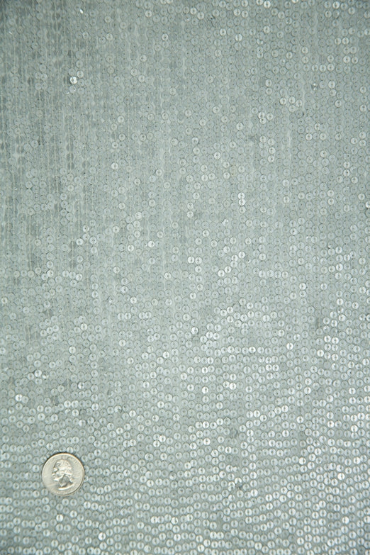Matte Silver Sequins & Beads on Silk Chiffon JEC-132-16 Fabric