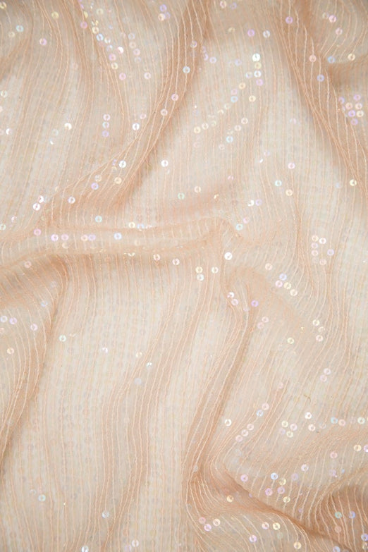 Blush Sequins & Beads on Silk Chiffon JEC-132-18 Fabric