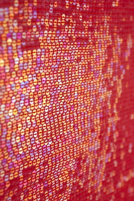 Red Orange Sequins & Beads on Silk Chiffon JEC-132-21 Fabric