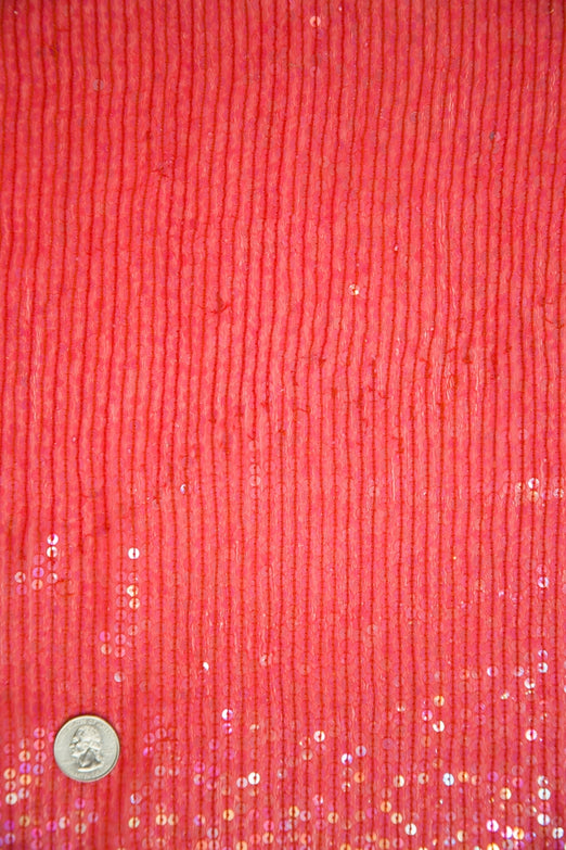 Dark Red Sequins & Beads on Silk Chiffon JEC-132-23 Fabric