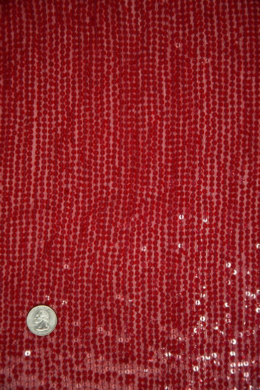 Blood Red Sequins & Beads on Silk Chiffon JEC-132-24A Fabric