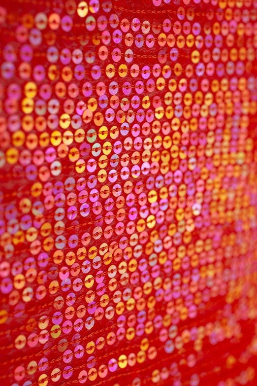 Orange Sequins & Beads on Silk Chiffon JEC-132-30 Fabric