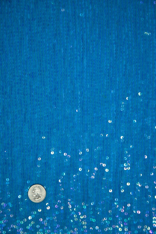 Malibu Blue Sequins & Beads on Silk Chiffon JEC-132-34 Fabric