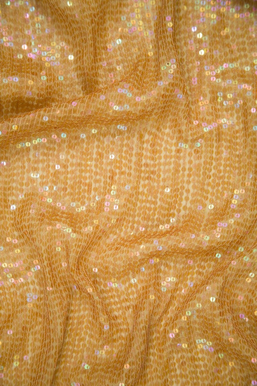 Gold Sequins & Beads on Silk Chiffon JEC-132-36 Fabric