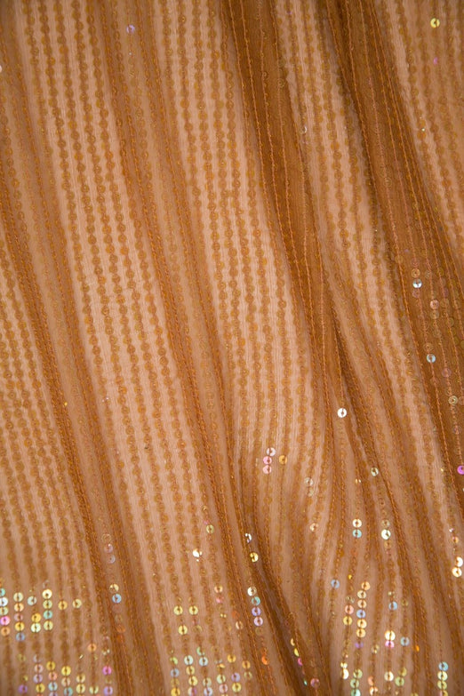 Clay Taffy Sequins & Beads on Silk Chiffon JEC-132-3A Fabric
