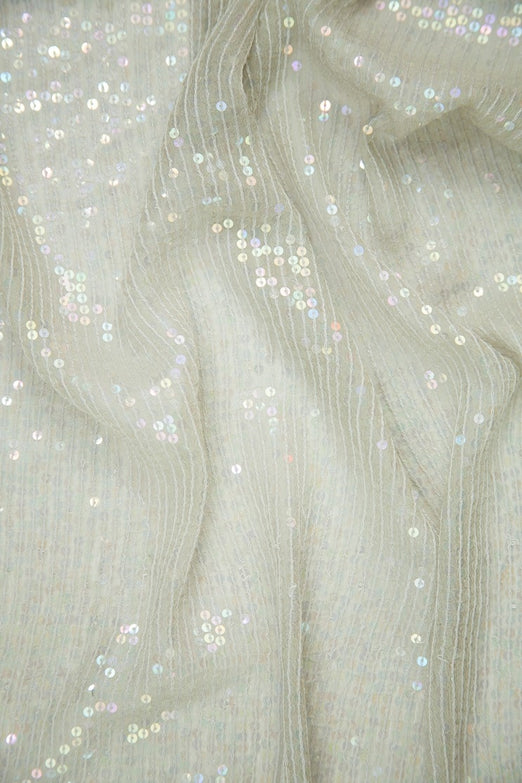 Gray Sequins & Beads on Silk Chiffon JEC-132-4 Fabric