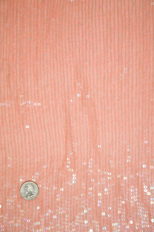 Dark Blush Sequins & Beads on Silk Chiffon JEC-132-41 Fabric