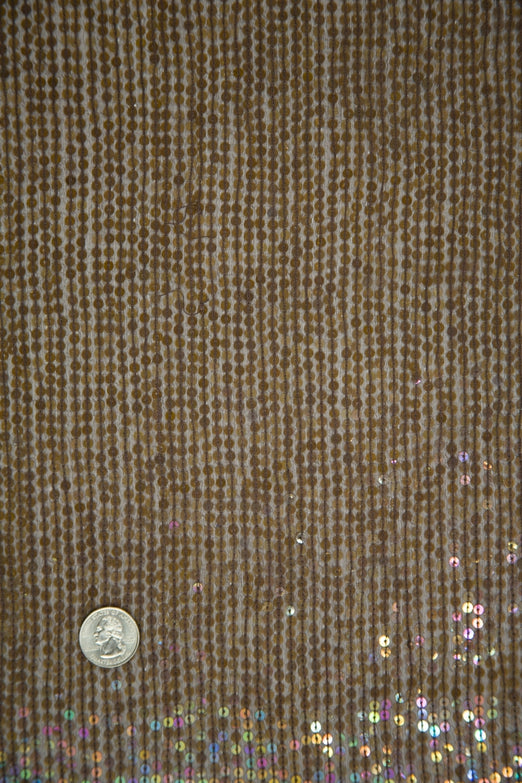 Copper Sequins & Beads on Silk Chiffon JEC-132-44 Fabric