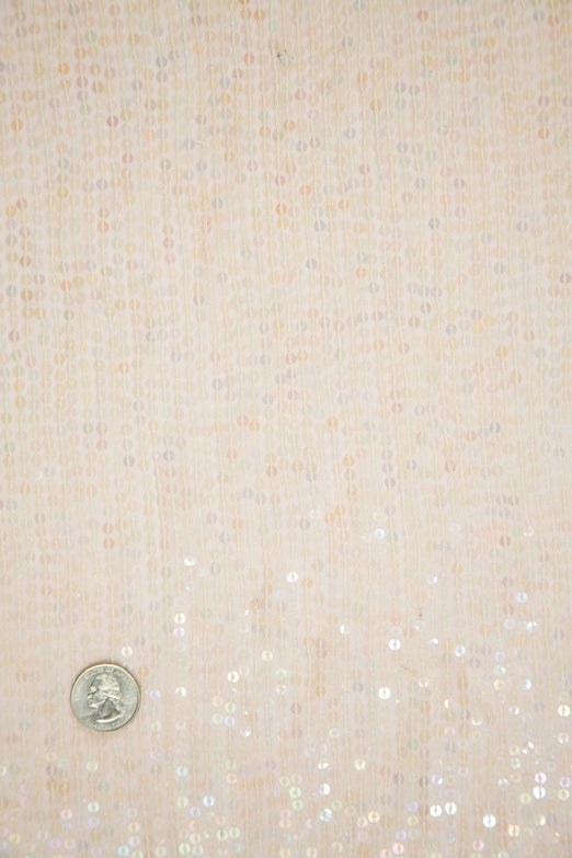 Light Blush Sequins & Beads on Silk Chiffon JEC-132-9 Fabric