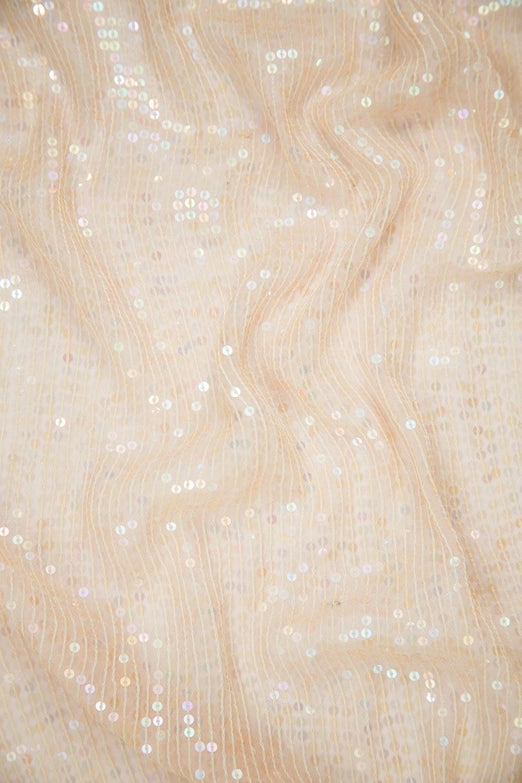 Light Blush Sequins & Beads on Silk Chiffon JEC-132-9 Fabric