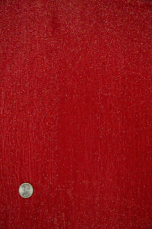 Red Micro Bugle Beads on Silk Georgette Fabric
