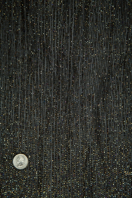 Black Gold Micro Bugle Beads on Silk Georgette Fabric
