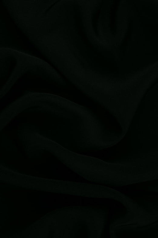 Jet Black Silk 4-Ply Crepe Fabric