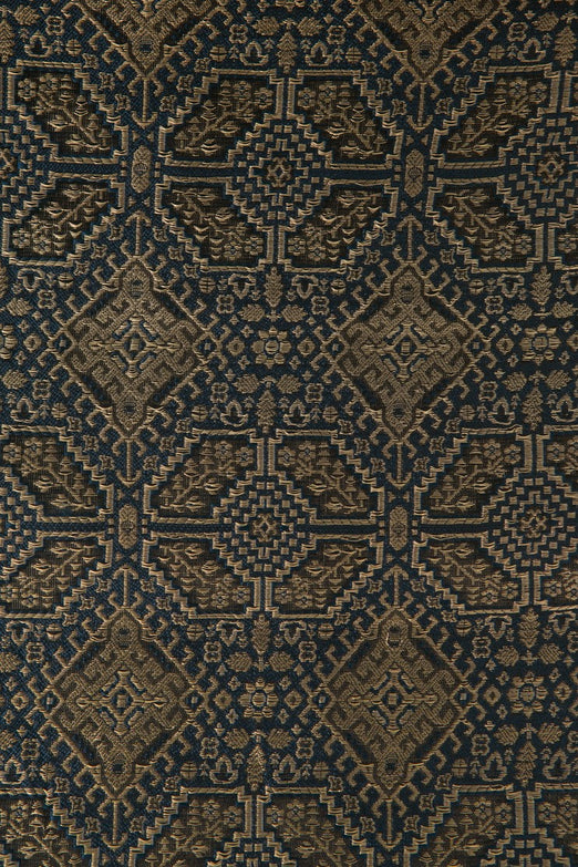 Turquoise Black Silk Brocade 516 Fabric