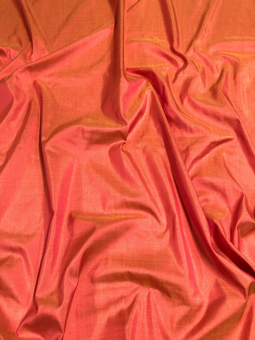 Orange Red Spun Silk Fabric