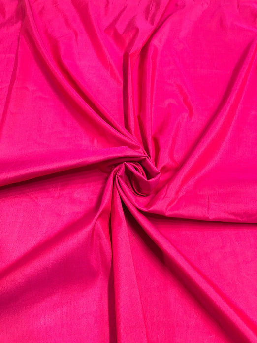 Iridescent Rose Red Spun Silk Fabric