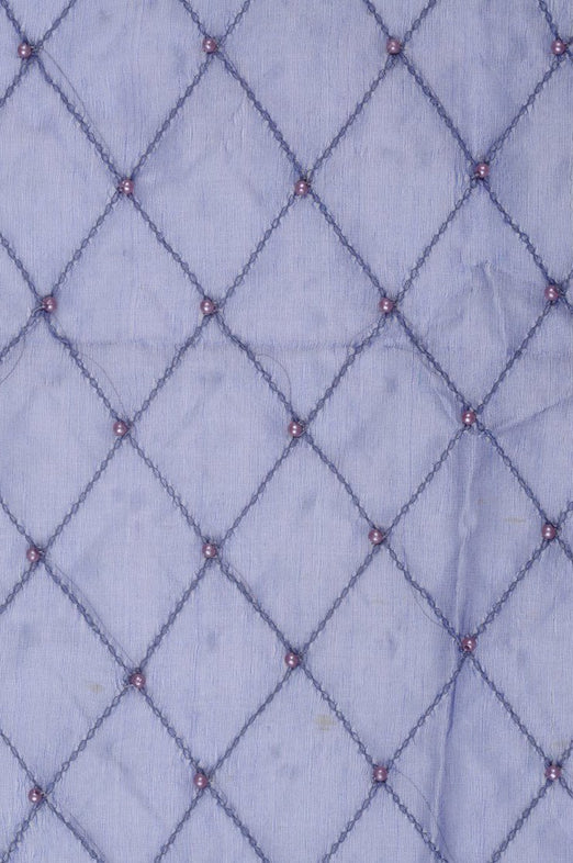 Lavender Blue Embroidered Organza Silk 144 Fabric