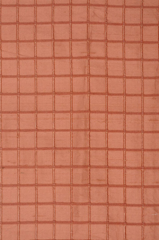 Light Orange Silk Shantung Windowpane 44" Fabric
