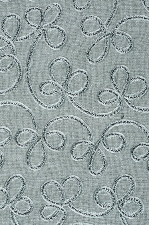 Light Silver Embroidered Raw Silk 301 Fabric