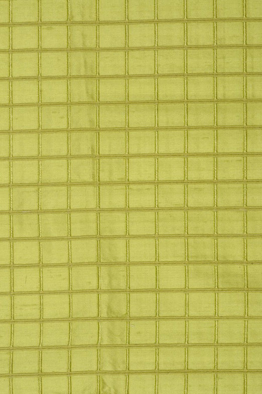 Lime Green Silk Shantung Windowpane 44" Fabric