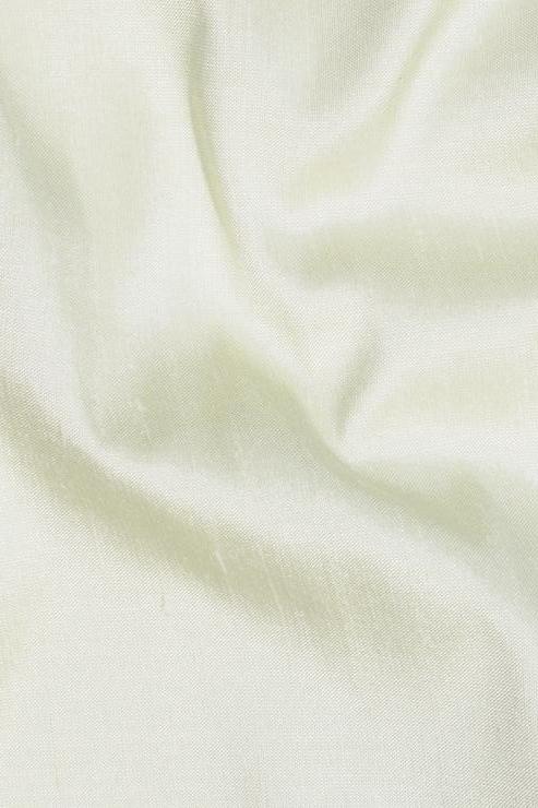Lime Green Cream Silk Shantung 54" Fabric