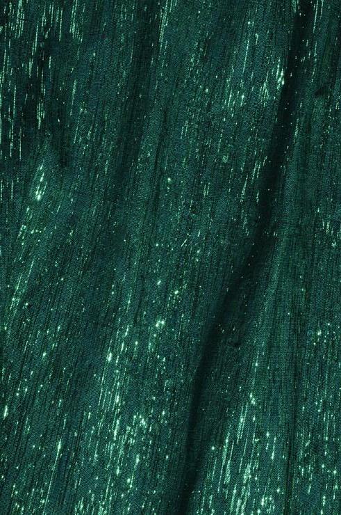 Christmas Green Metallic Shantung Silk Fabric