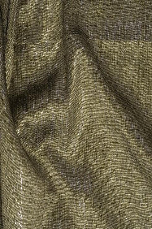 Olive Green Metallic Shantung Silk Fabric