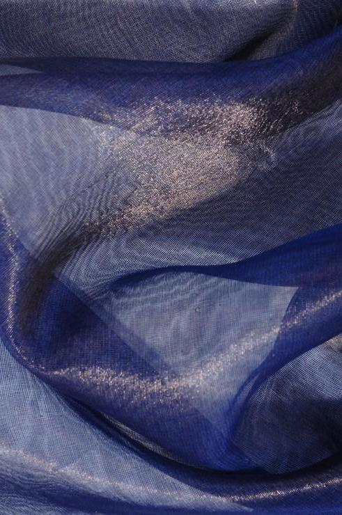 Midnight Blue Metallic Organza Fabric