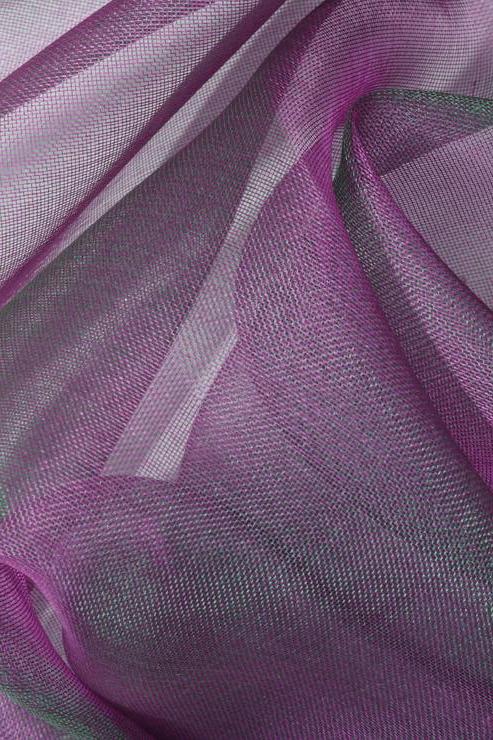 Neon Green Purple Silk Organza Fabric