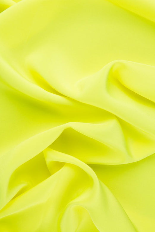 Neon Yellow-Green Silk Crepe de Chine Fabric