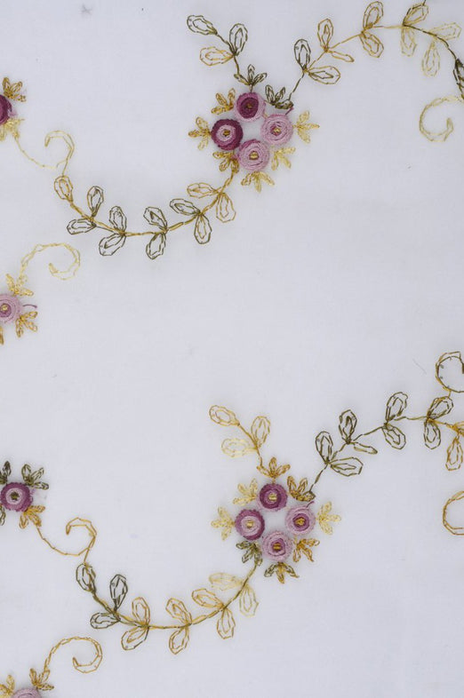 Off White Embroidered Organza Silk 172 Fabric