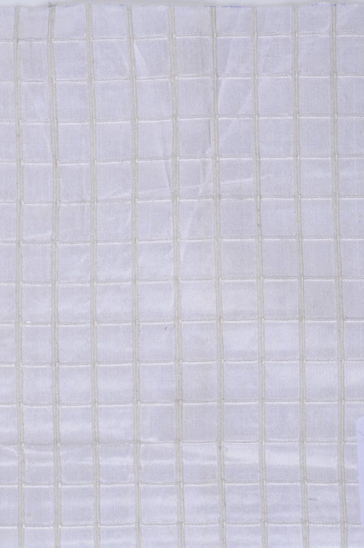 Off White Silk Shantung Windowpane 44" Fabric