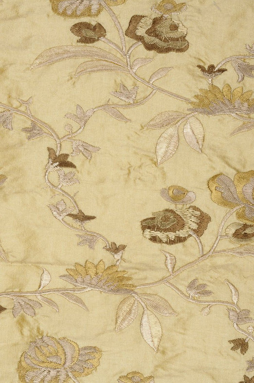 Pale Gold 202 Embroidery Dupioni Silk Fabric