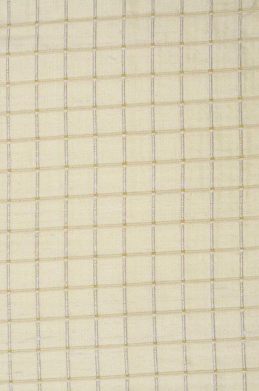 Pastel Yellow Silk Shantung Windowpane 54" Fabric
