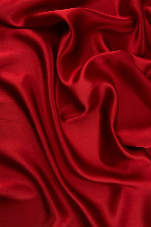 Ribbon Red Charmeuse Silk Fabric
