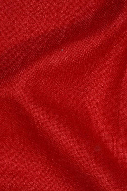 Ribbon Red Silk Linen (Matka) Fabric