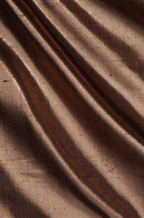 Rose Pink Bronze Metallic Shantung Silk Fabric