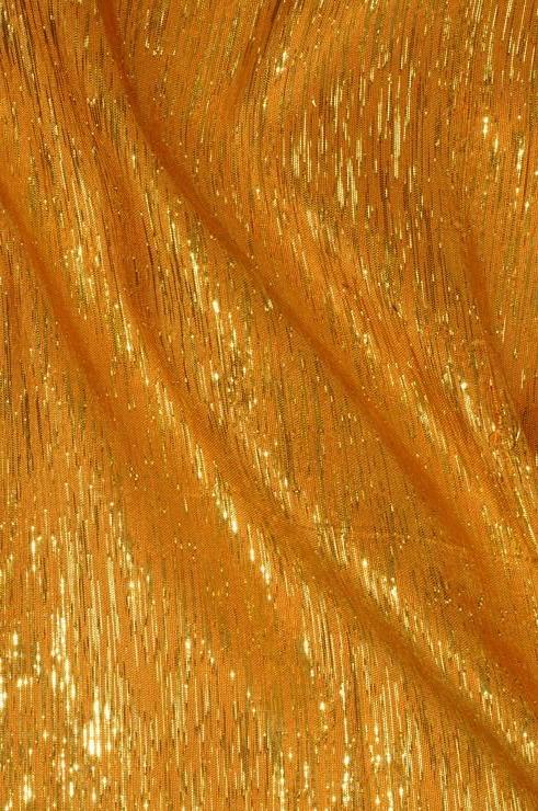 Saffron Orange Gold Metallic Shantung Silk Fabric